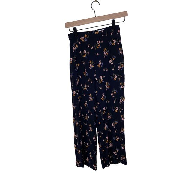 REFORMATION Straight Leg High Waisted Floral Pant Size 0 Black Orange Blue - Picture 1 of 10